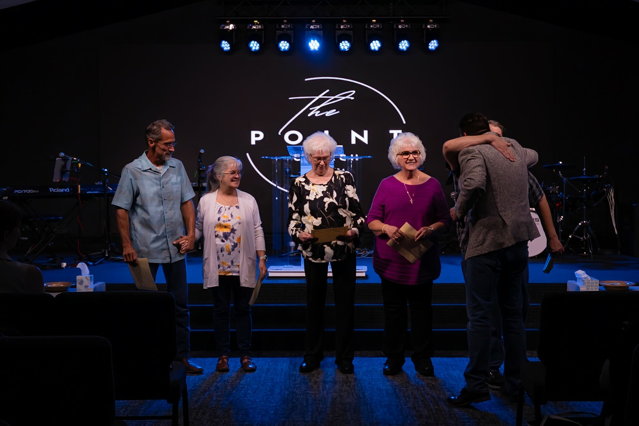 Church Stage with The Point Logo